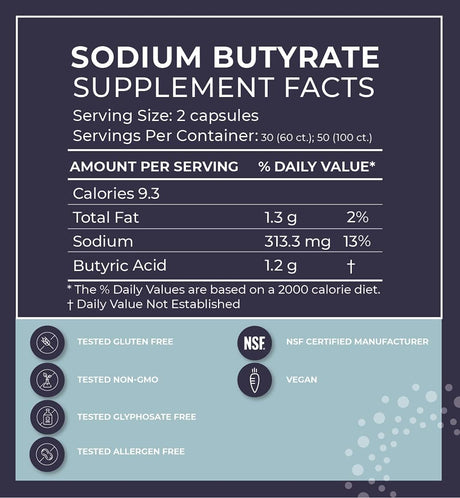 Suplemento para la salud intestinal butirato + sodio 100und
