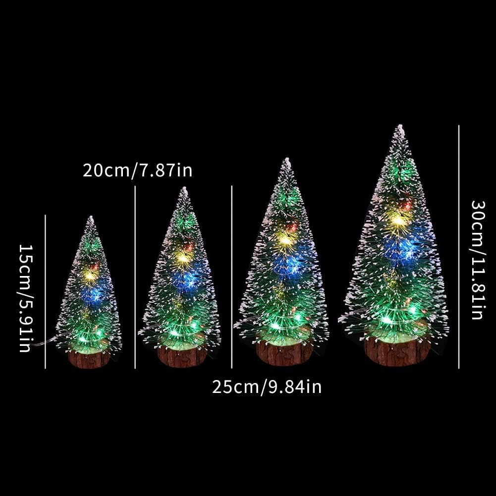 Árbol de Navidad Mini Ochine, Pre-iluminado, Base de Madera