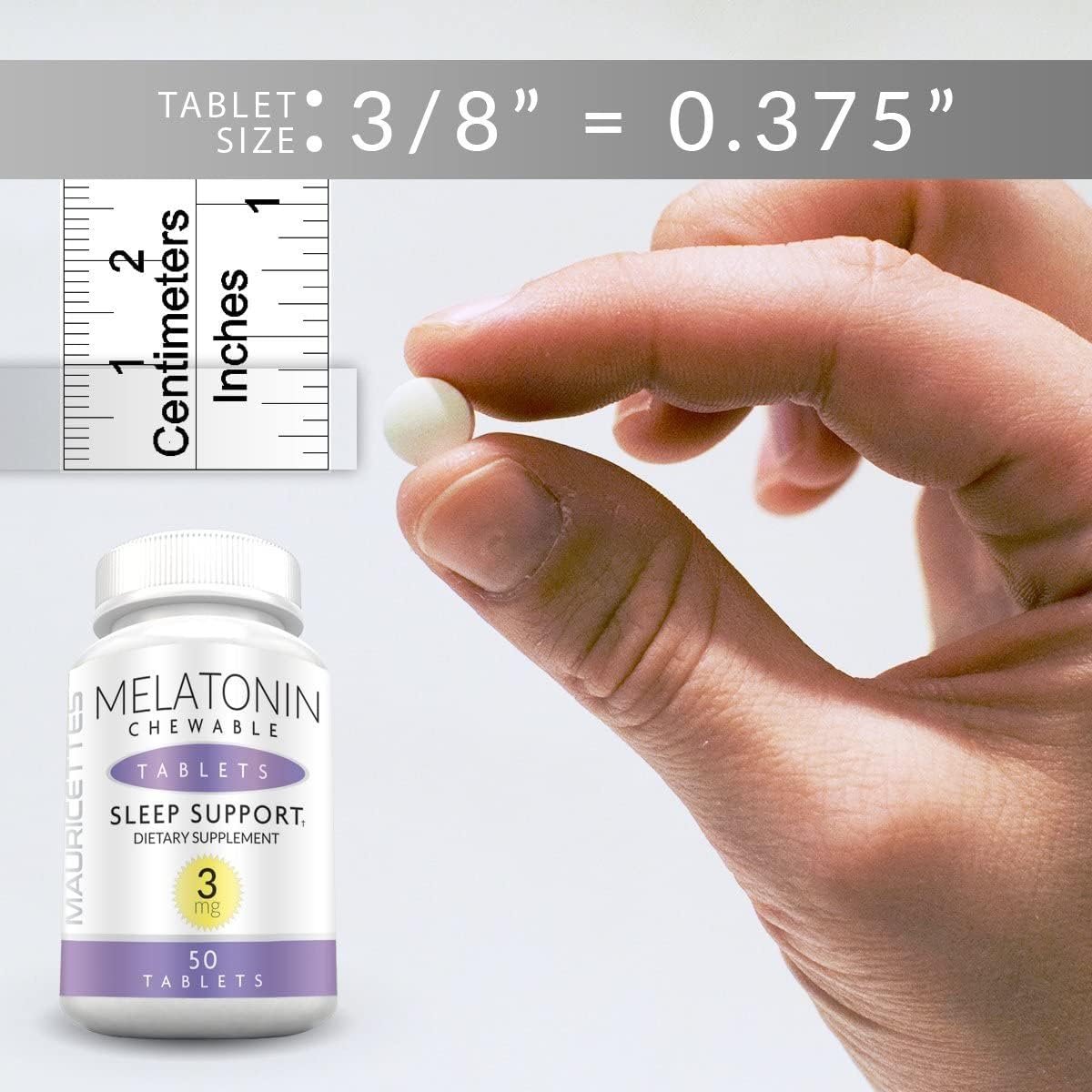 Tabletas Masticables de Melatonina 3mg, Soporte del Sueño, 50 Uds.
