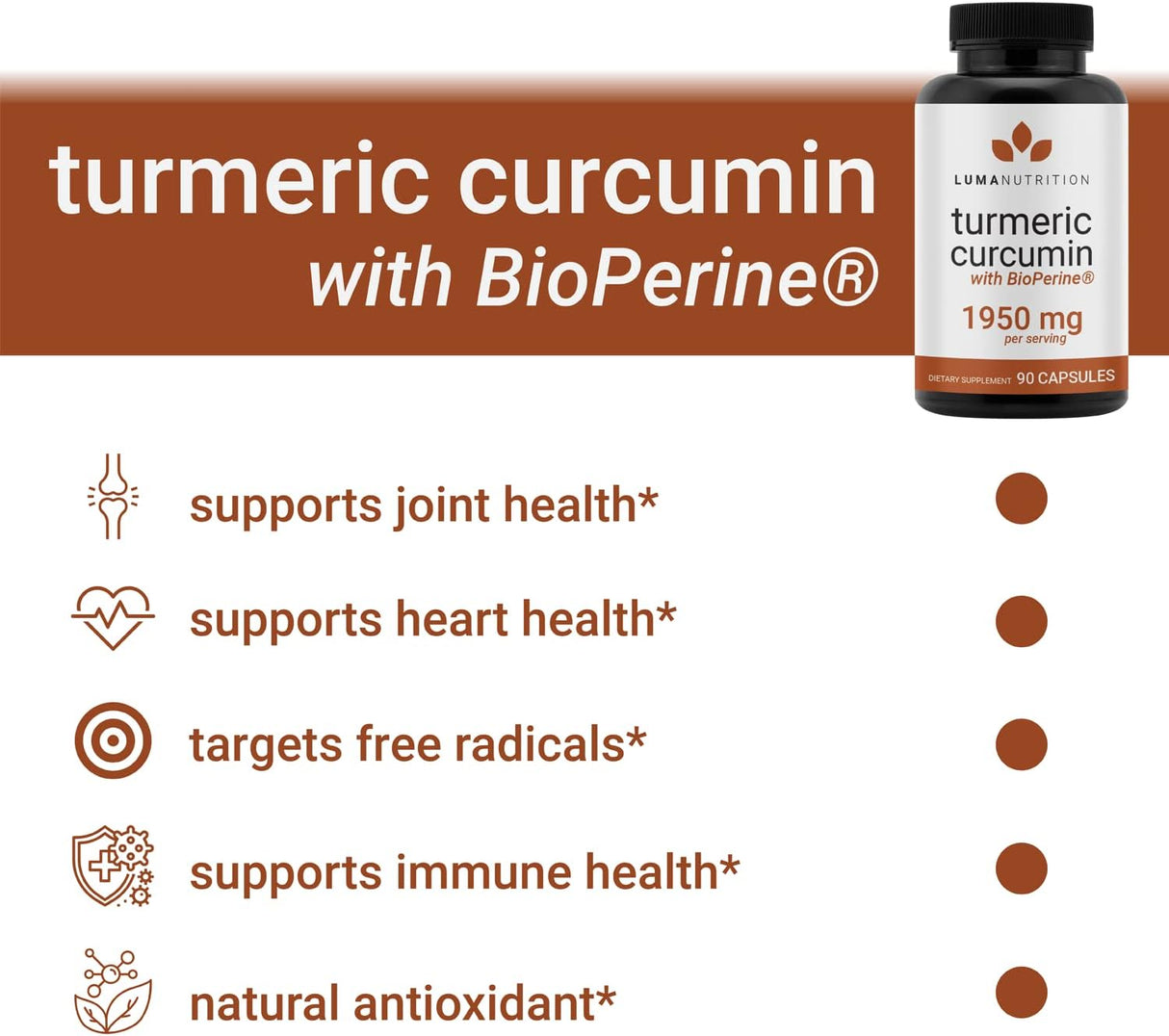 Suplemento Curcumina con pimienta negra 1950mg por porción