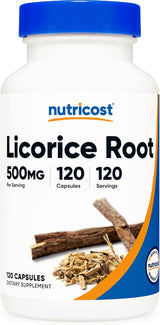 Raíz de Regaliz 500mg, Nutricost, 120 Cápsulas, Sin Gluten