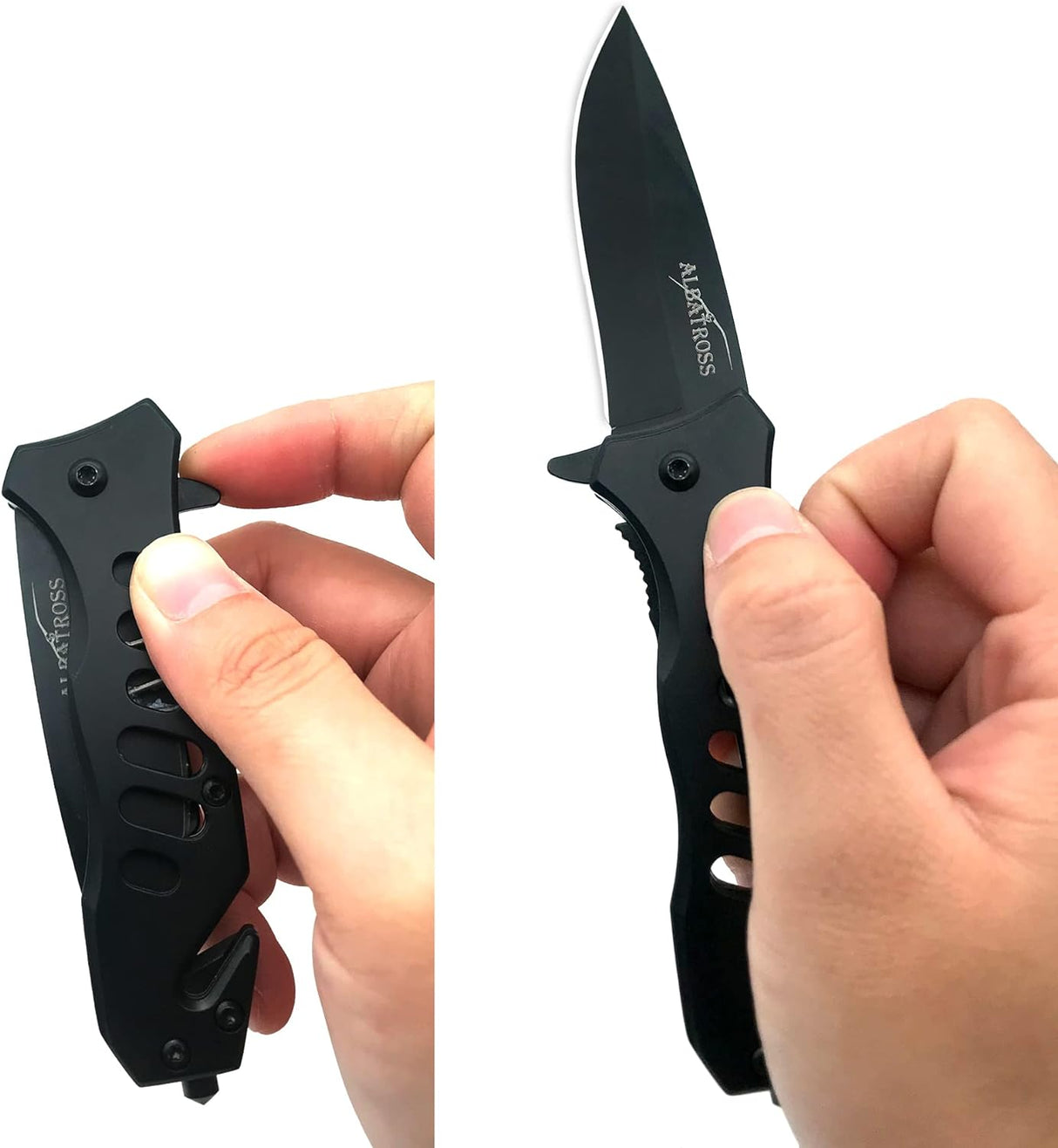 Cuchillo de bolsillo plegable de apertura con bloqueo negro
