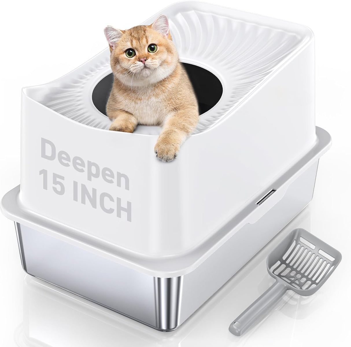 Caja de arena para gatos de acero inoxidable WoofiGo