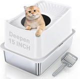 Caja de arena para gatos de acero inoxidable WoofiGo