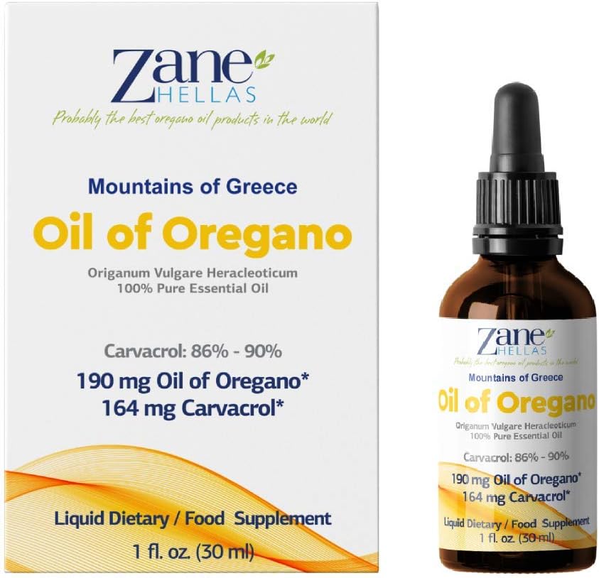 Aceite de Orégano Griego 190 mg, 86%-90% Carvacrol, 4 gotas diarias