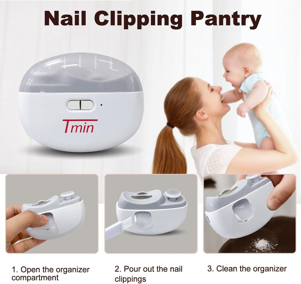 Cortauñas Eléctrico TMIN con Luz y 2 Velocidades, 2 en 1