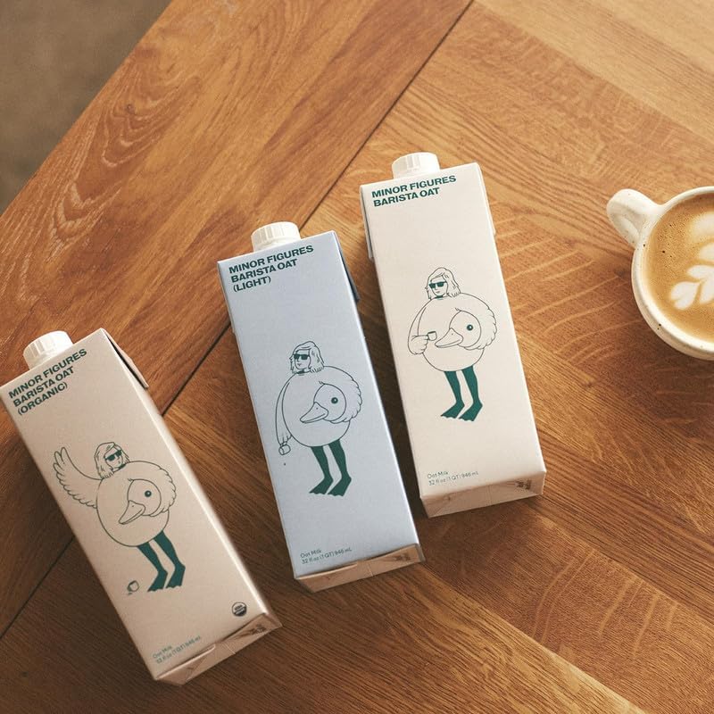 Minor Figures - Leche de avena - Orgánica - Barista Standard - 32 oz - Paquete de 6 - Sin OMG - A base de plantas - Vegano - Sin lácteos - Sin conservación - Sin azúcar