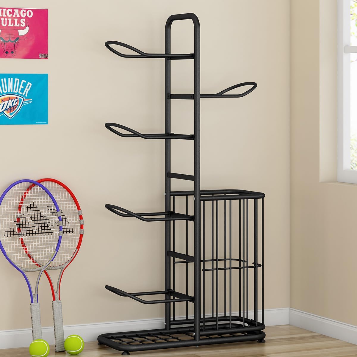 Estante ajustable para pelotas deportivas Organizador