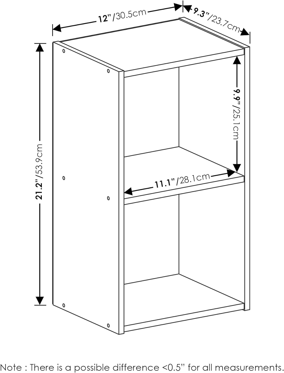 Estantería para libros, 2 niveles, cubos - Modelo Luder