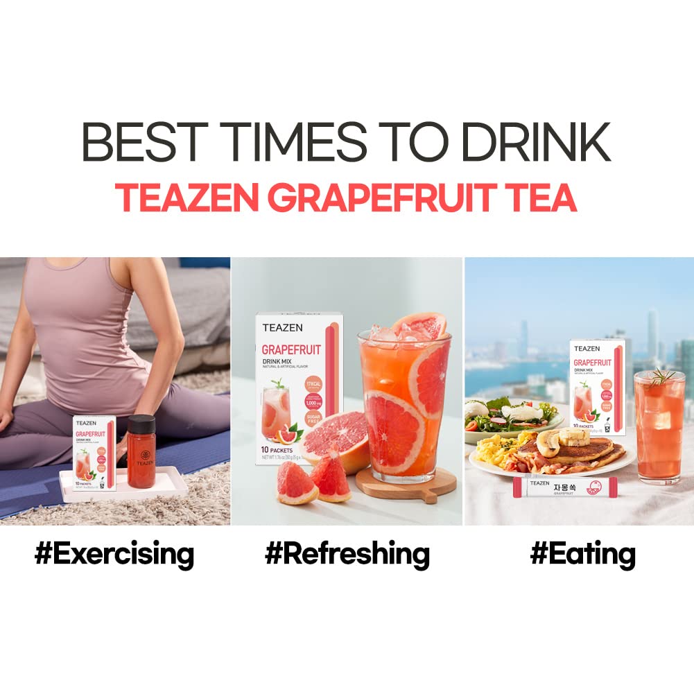 TEAZEN Té de Toronja Sin Azúcar, Hibisco y Verde, 10 Pks