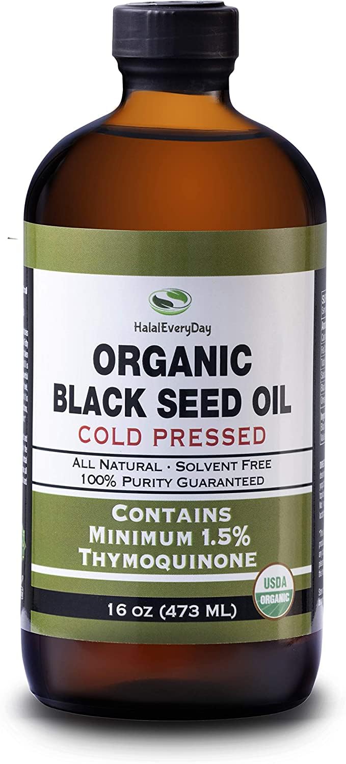 Aceite de Semilla Negra 16oz HalalEveryDay Orgánico, 100% Puro
