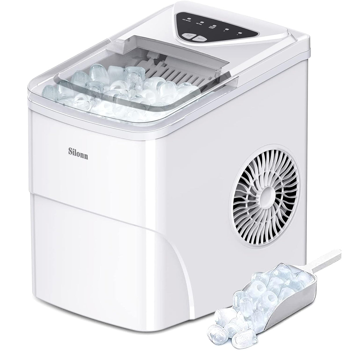 Máquina de Hielo Silonn, 9 Cubos en 6 Min, 26lbs en 24Hrs