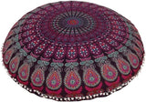 Funda bohemia para cojín, de 32 pulgadas, con diseño de mandala, para meditación, decorativa, otomana, grande, para exteriores, decoración del hogar, decoración de arte en el hogar, redonda, con pompones de algodón, cómoda