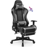 Silla para videojuegos con reposapiés y altavoces Bluetooth