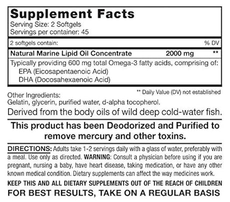 Aceite de pescado Omega-3 - 1000 mg purificado