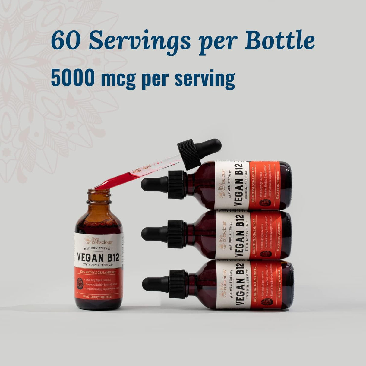 Gotas sublinguales de B12 vegano Live Conscious 5000mcg