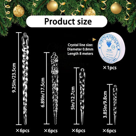 24 Pzs Adornos Cristales Árbol Navidad - Decoración Colgante