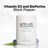 Suplemento Telómeros Codeage - 5 MTHF, B9, B12, D3, 90 cápsulas