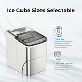 Máquina de Hielo Portátil, Autolimpiante, 26lbs/24h, Silver