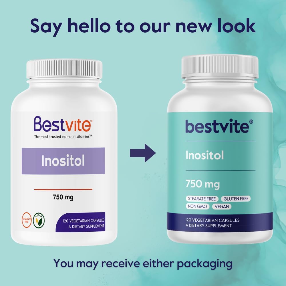 BESTVITE Inositol 750 mg Vegan, Sin Estearatos, 120 Cápsulas