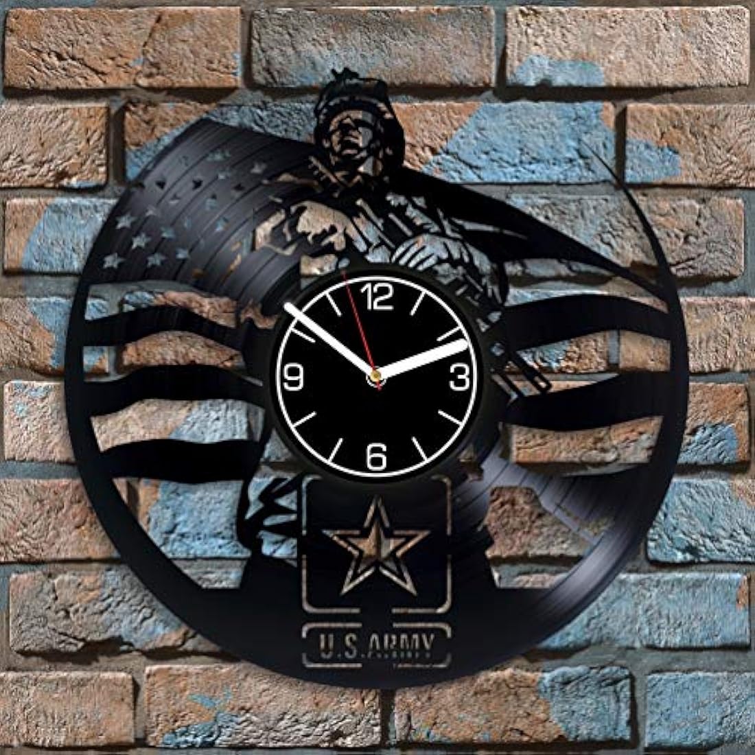 Reloj de pared de vinilo con diseño del ejército de USA