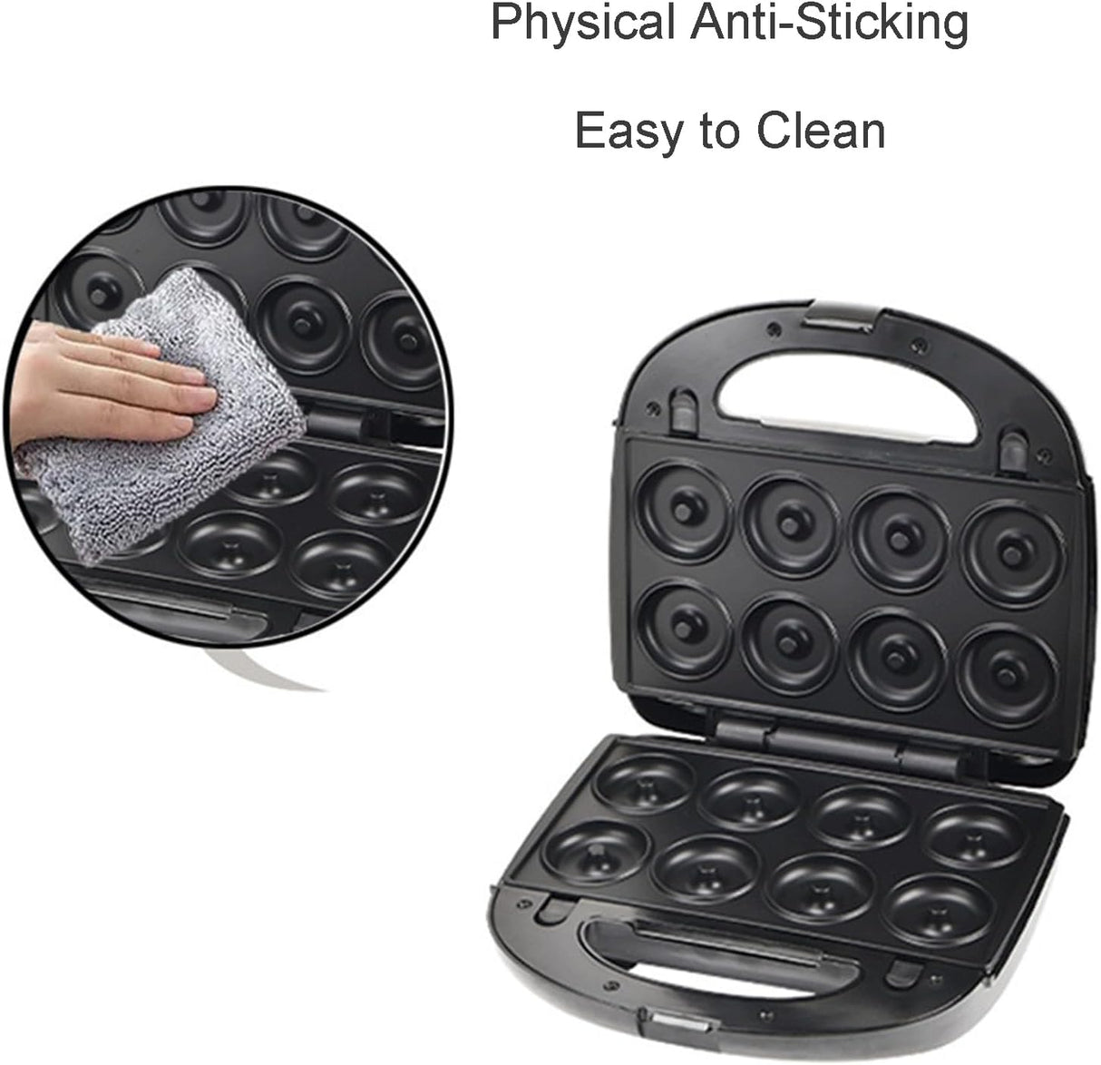 Waffle Maker 10 en 1, 750W, Placas Removibles, Compacto