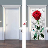 Papel tapiz autoadhesivo 3D con diseño de rosas para puerta.