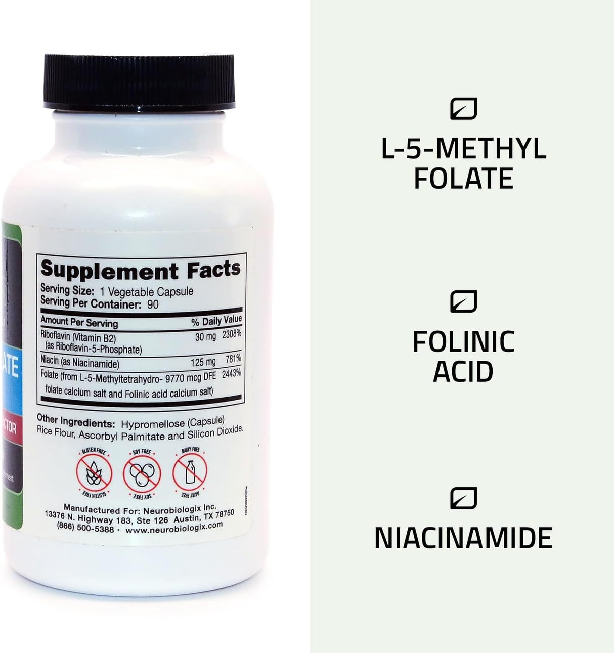 Suplemento Neuro biologix Methyl Folate Plusv 90 cápsulas
