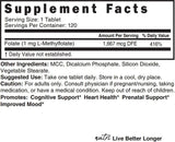 Suplemento Nutri 5-MTHF L Metilfolato 1MG  120 tabletas