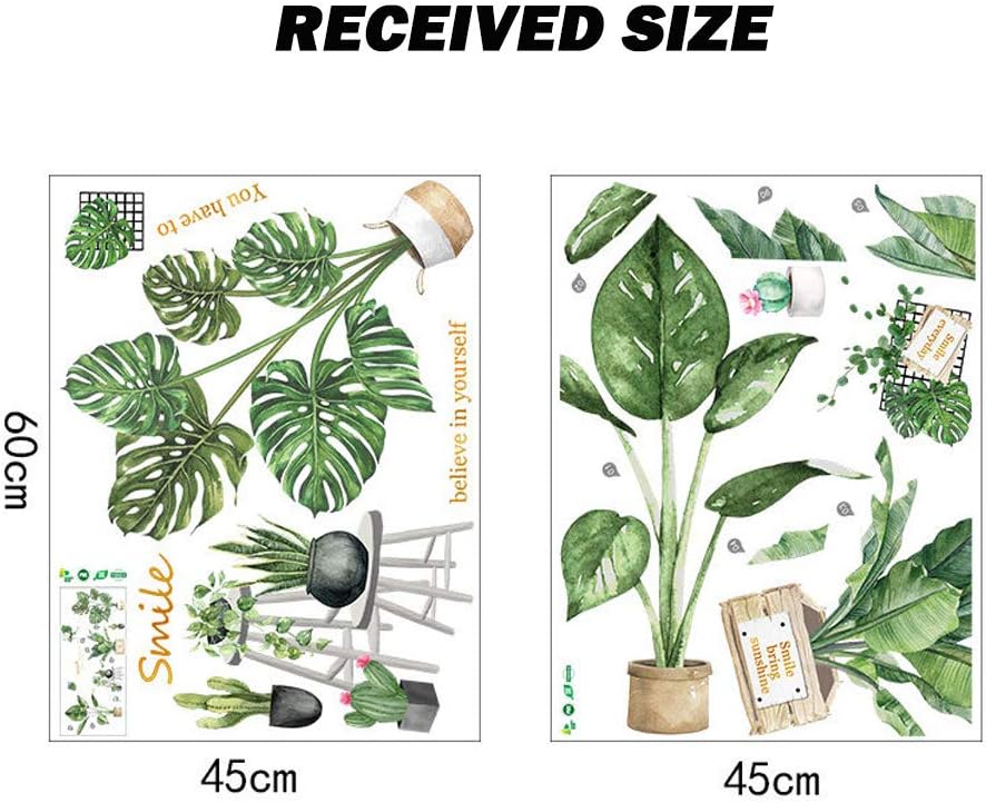 Stickers de Plantas Verdes para Paredes, Decoración Tropical