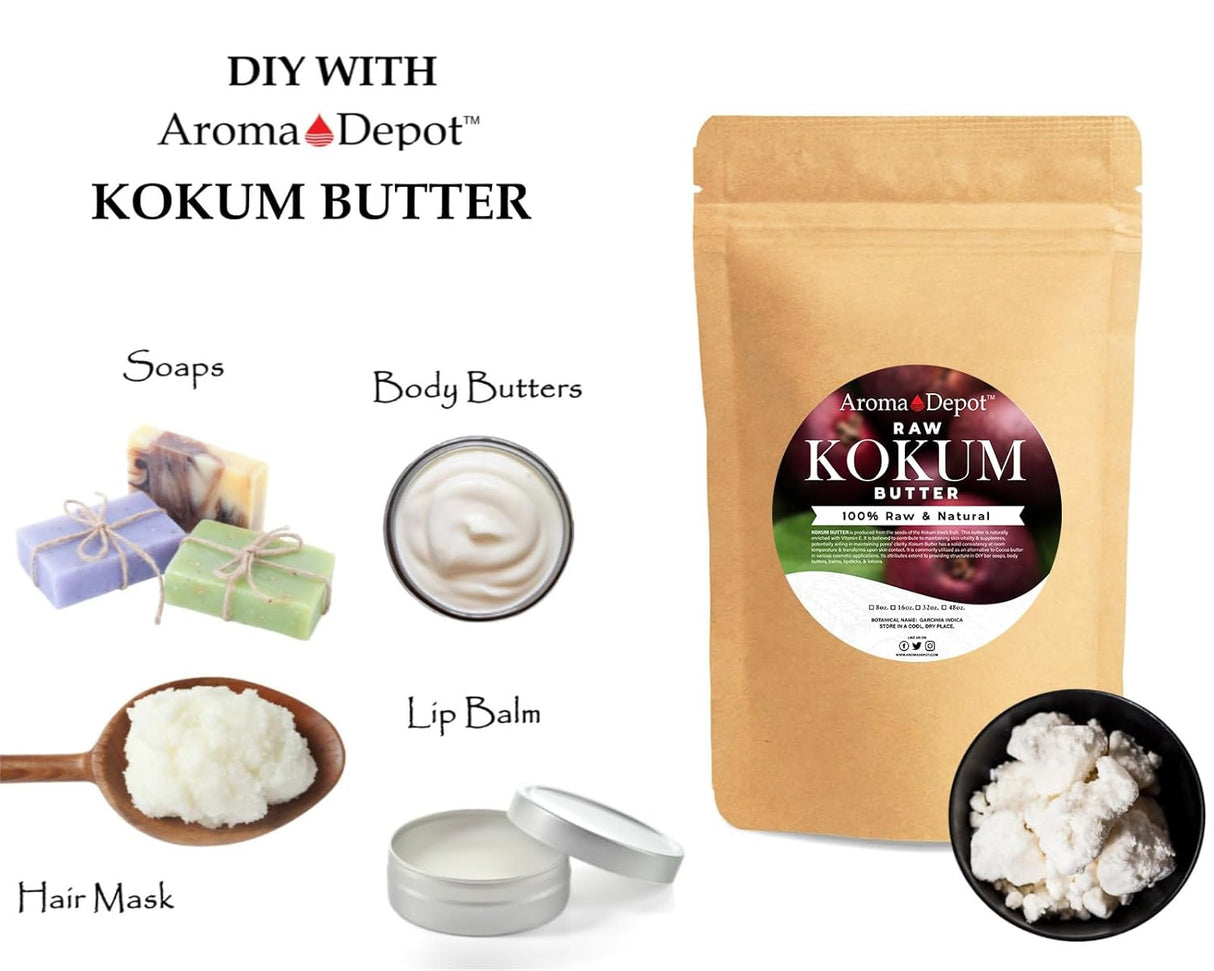Manteca de Kokum Sin Refino para Piel, Cuerpo y Cabello