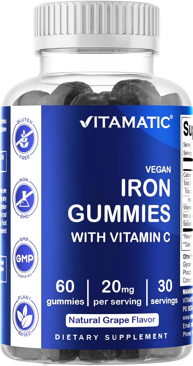 Suplemento gomitas hierro de gran sabor con vitamina C 60 un