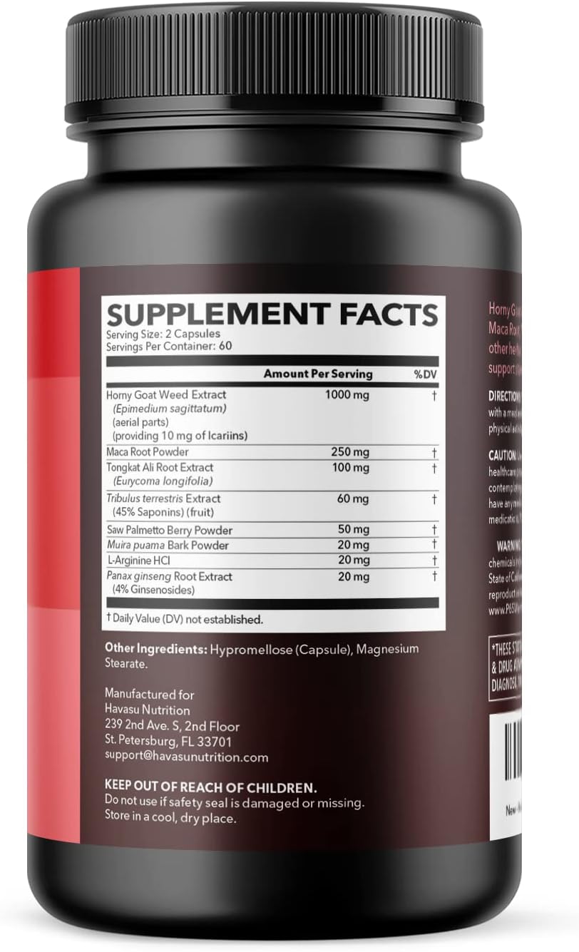 Suplemento Horny Goat Weed para él y ella  con raíz de maca