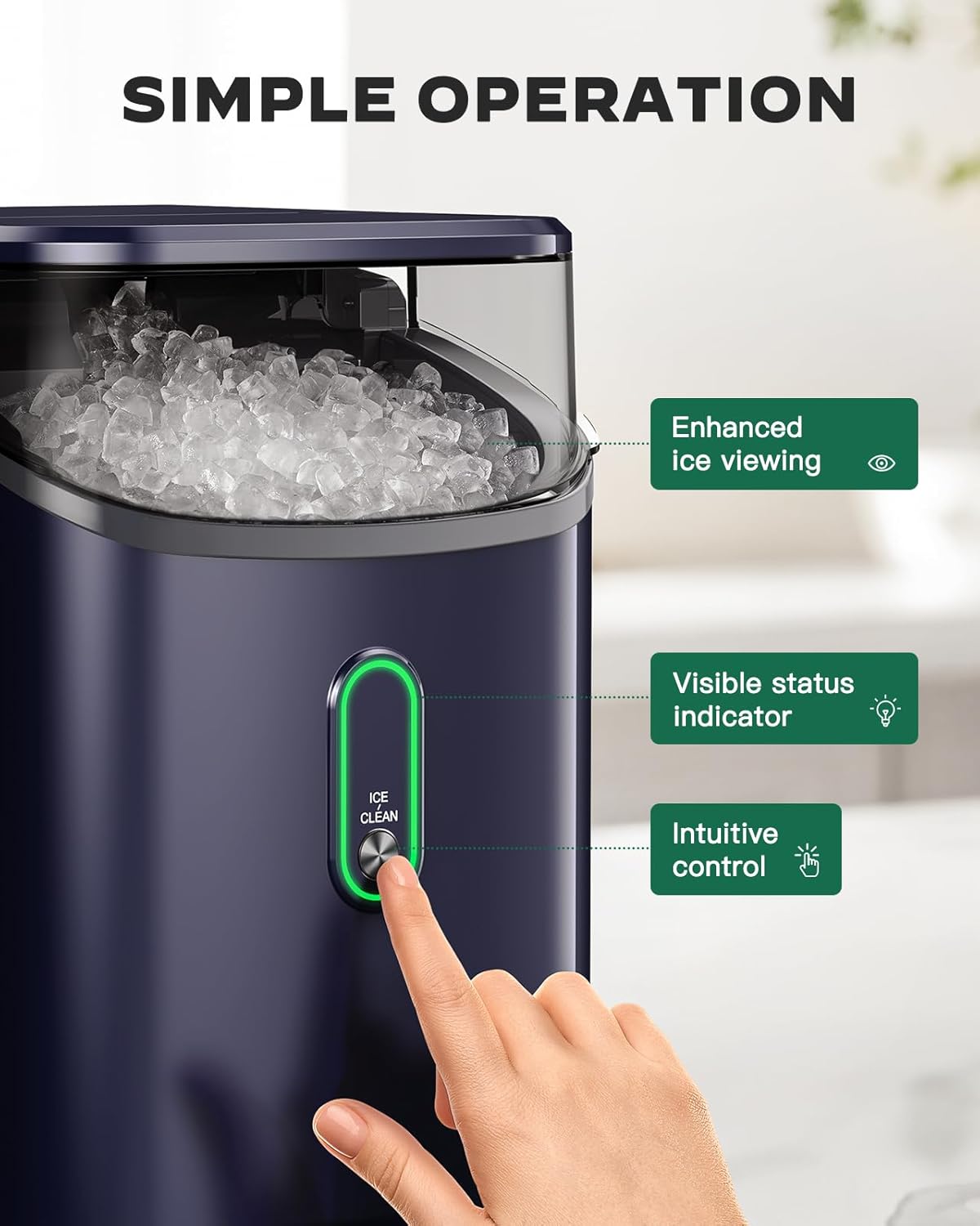 Máquina de Hielo Silonn, Hielo en Pebbles, 33lbs/24H, Auto-Limpieza