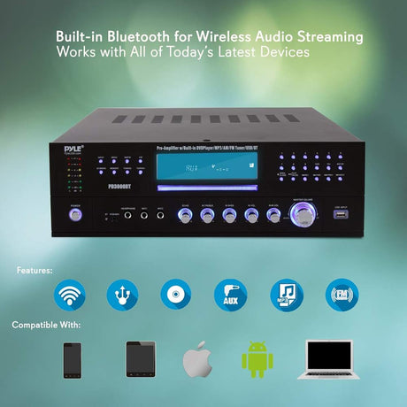 Amplificador Bluetooth de 4 canales PYLE-HOME PD3000BT