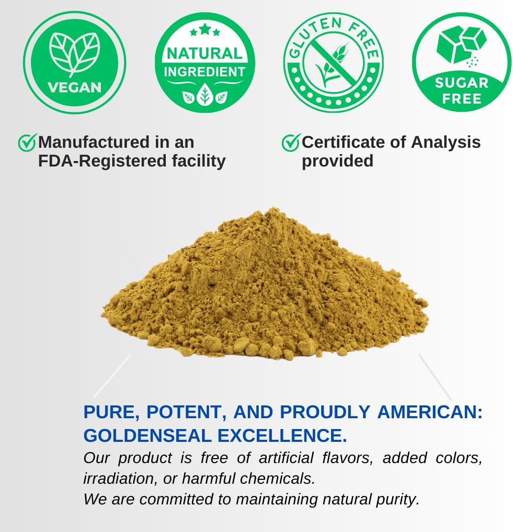 Suplemento Polvo de raíz Goldenseal – 4 onzas, 113 porciones