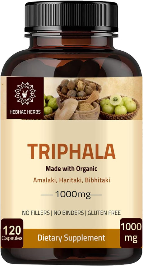 Suplemento Triphala orgánicas 120 cápsulas de 1000 mg