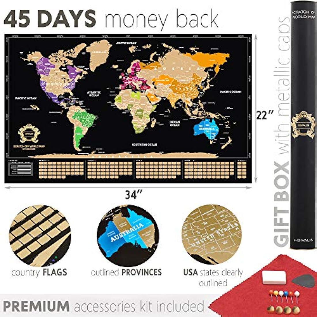 mapa del mundo rascador es el regalo más práctico p