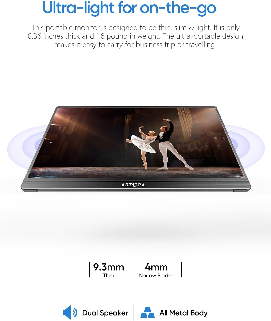 Monitor portátil de 15.6 pulgadas FHD 1080P ARZOPA