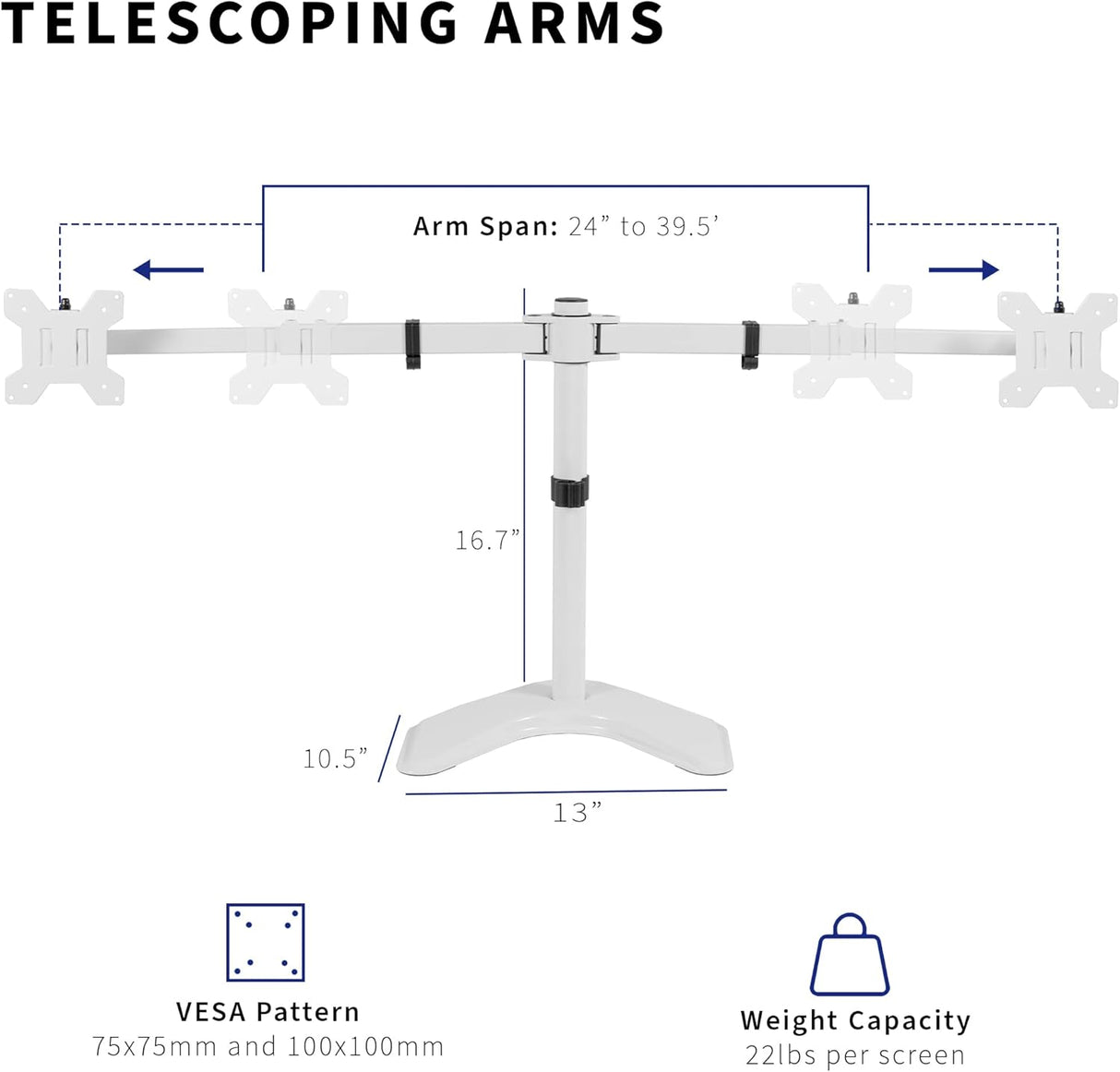 Soporte Doble para Monitor VIVO, Telescópico, STAND-TS38BW