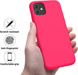 OTOFLY Funda de silicona suave diseñada para iPhone 11, [protección contra caídas de grado militar] [forro de microfibra antiarañazos] Funda protectora a prueba de golpes, funda delgada de 6.1 pulgadas, rosa neón