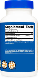 Suplemento Nutricost Saw Palmetto 1000 mg  120 cápsulas