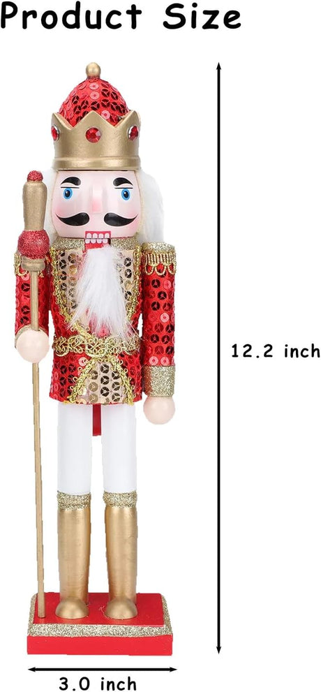 Figuras de Nutcracker de Madera, Decoración Navideña, 12 Pulgadas