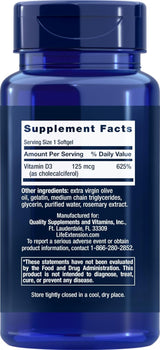 Vitamina D3 5000 IU Life Extension 120 Softgels 125mcg