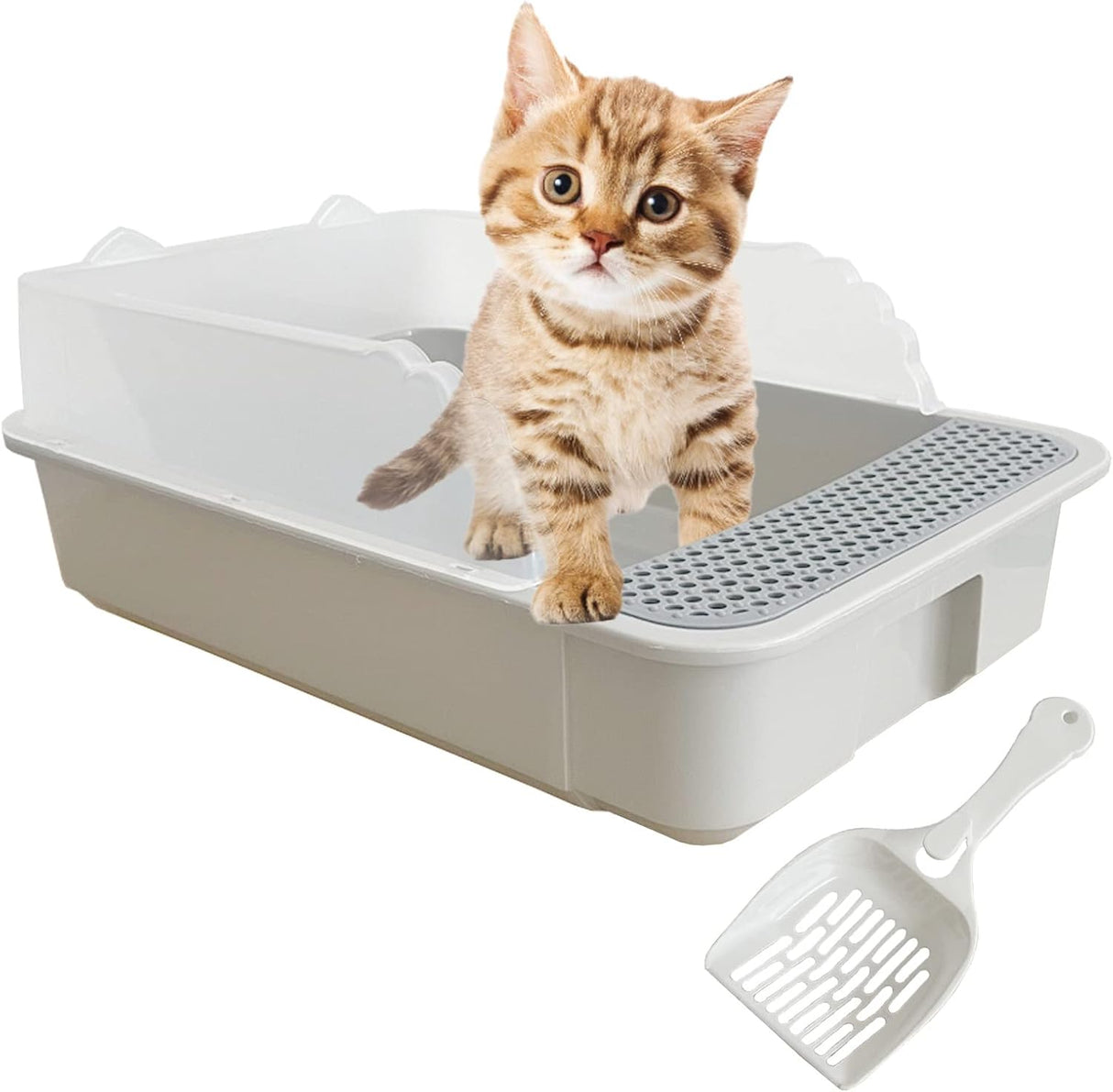 Caja de arena abierta para gatos con lado alto MUYG gris