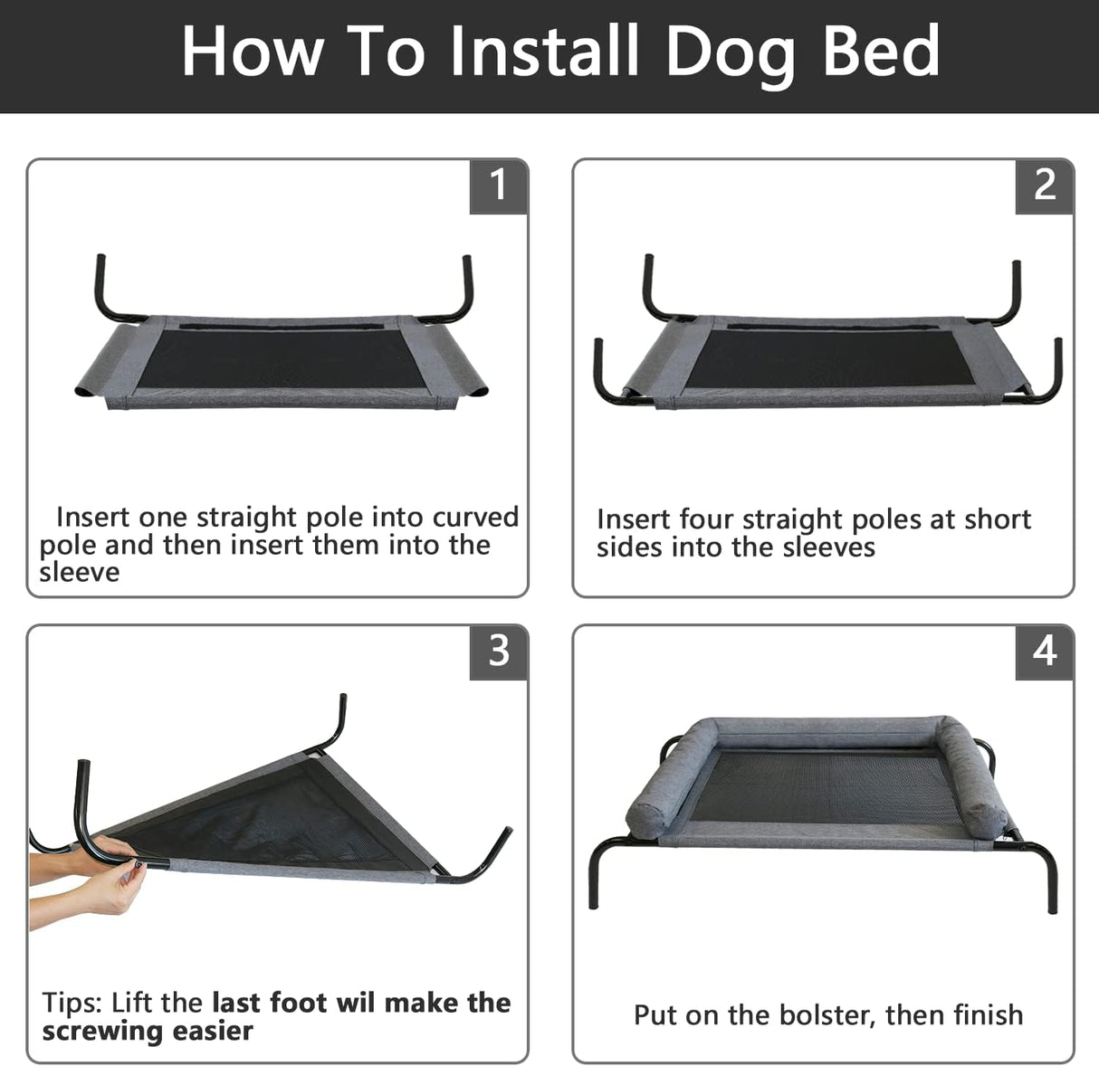 Cama Elevada para Mascotas PETIME, Cots con Malla, 48 Pulgadas