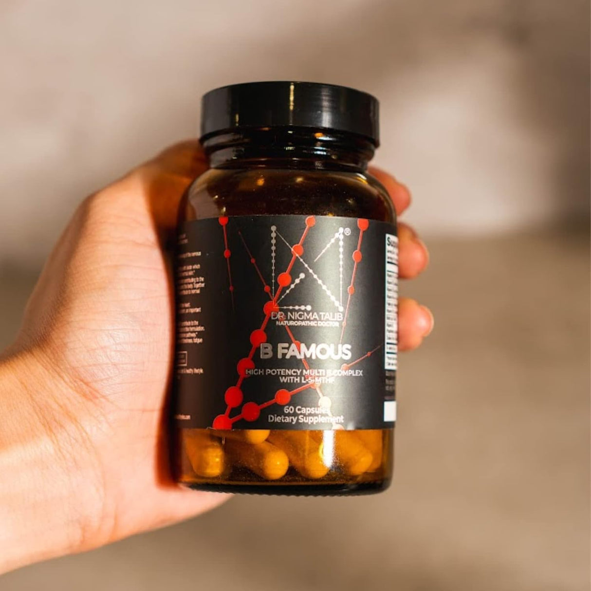 B Famous Complejo B de Alta Potencia con L-5-MTHF para Sistema Nervioso y Piel - 60 Cápsulas