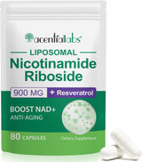 Suplemento NAD+, Nicotinamida Ribósido 900mg, 80 Cápsulas