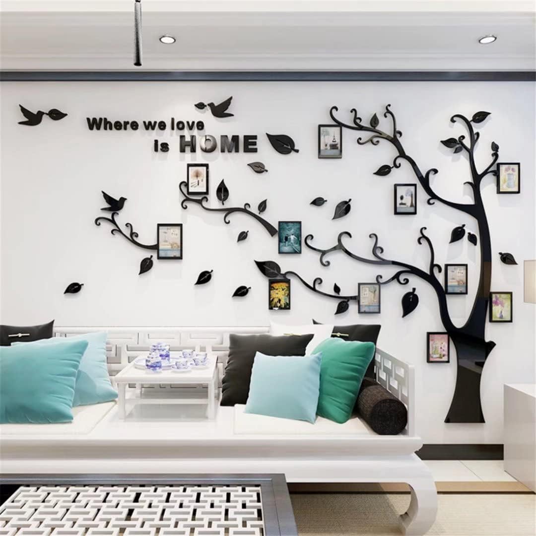 Vinilo de Pared Árbol 3D - Marco Fotos Familiar, 91x69in