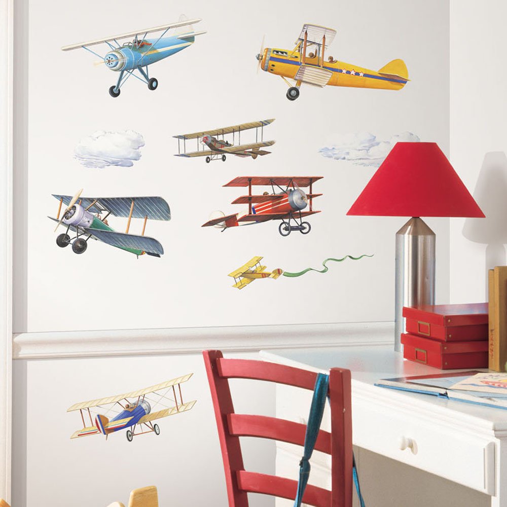 RoomMates RMK1197SCS Vintage Planes Peel and Stick Tatuajes